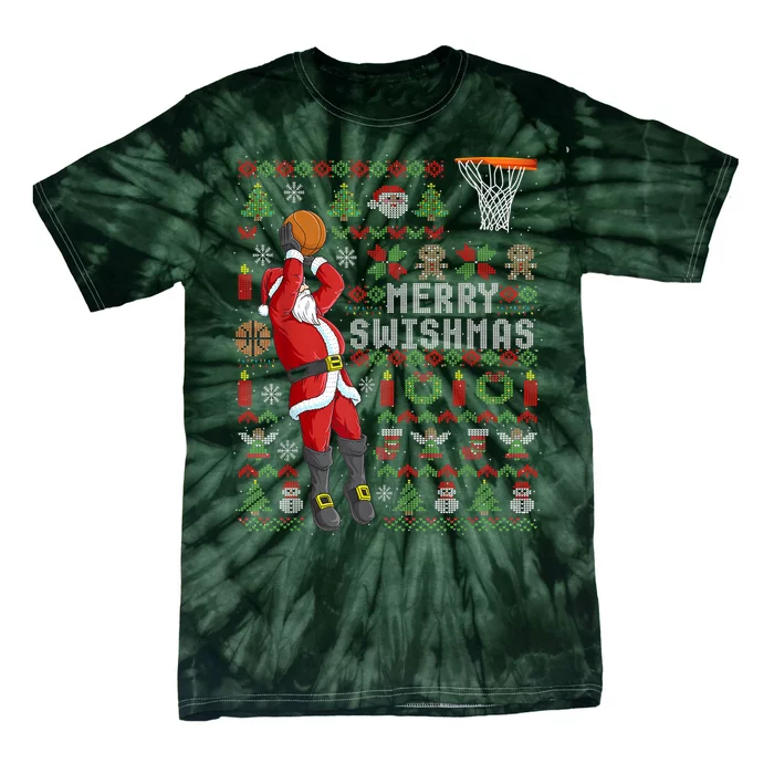 Cool Santa Basketball Merry Swishmas Tie-Dye T-Shirt