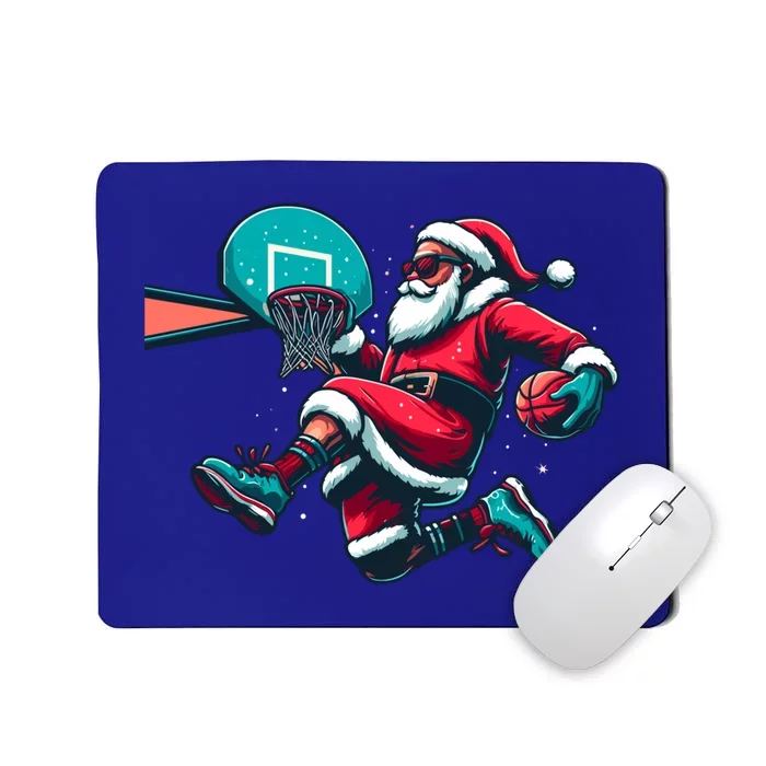 Christmas Santa Claus Dunking A Basketball Xmas Funny Gift Mousepad