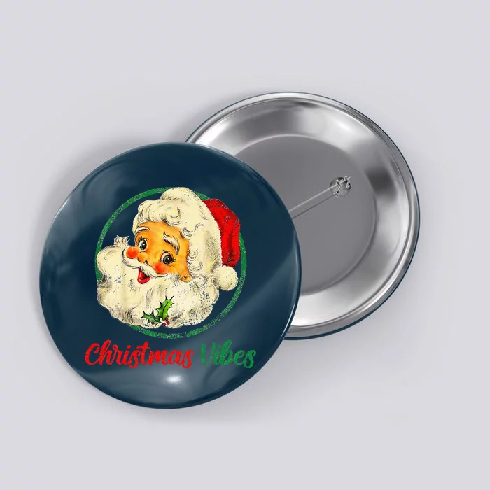 Christmas Santa Claus Face Funny Old Fashioned Button