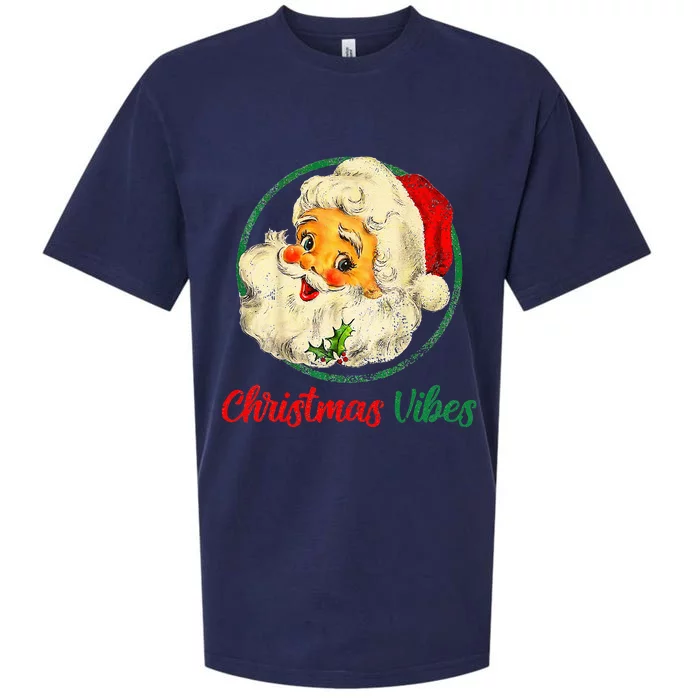 Christmas Santa Claus Face Funny Old Fashioned Sueded Cloud Jersey T-Shirt