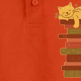 Cute Sleepy Cat On Book Stack And Coffee Tea Dry Zone Grid Performance Polo