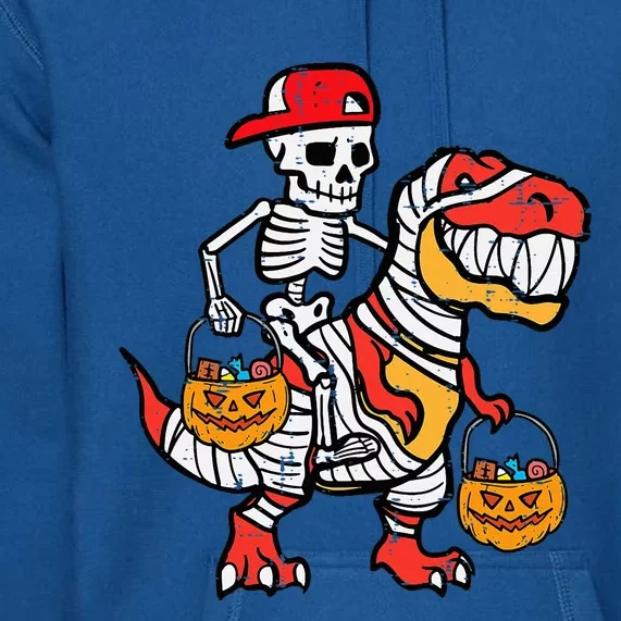 Cool Skeleton Cap Dino Mummy Halloween Premium Hoodie