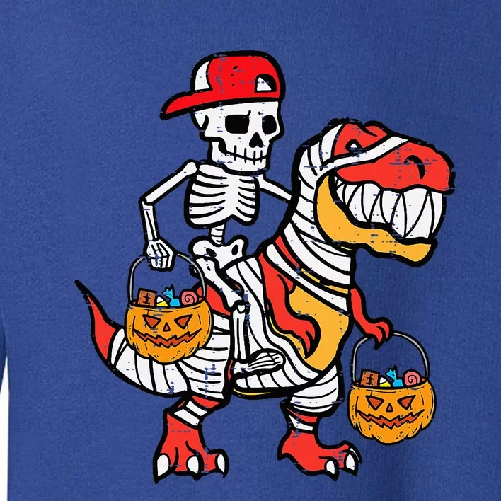 Cool Skeleton Cap Dino Mummy Halloween Toddler Sweatshirt