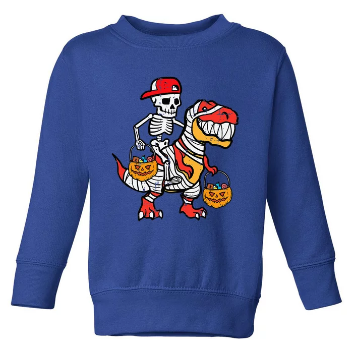 Cool Skeleton Cap Dino Mummy Halloween Toddler Sweatshirt