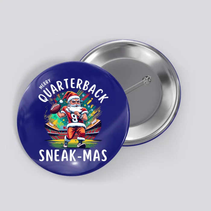 Christmas Santa Claus Football Player Sports Xmas Great Gift Button