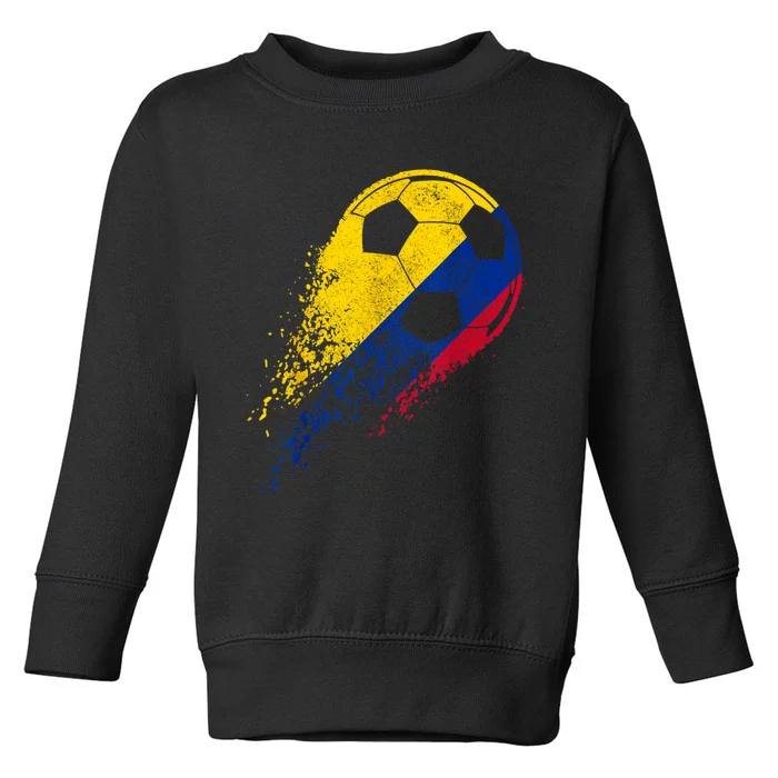 Colombia Soccer Colombian Flag Pride Soccer Player Toddler Sweatshirt