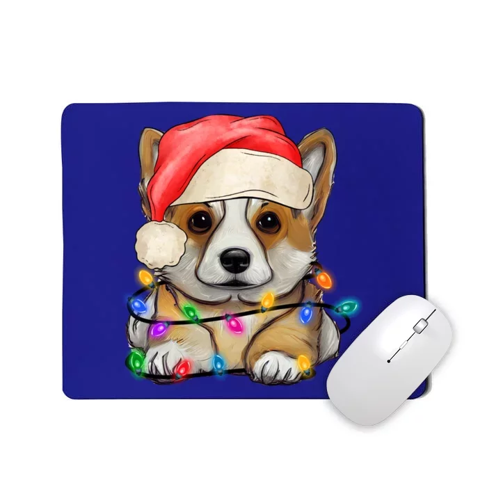 Corgi Santa Christmas Lights Funny Xmas Corgi Dog Lovers Funny Gift Mousepad