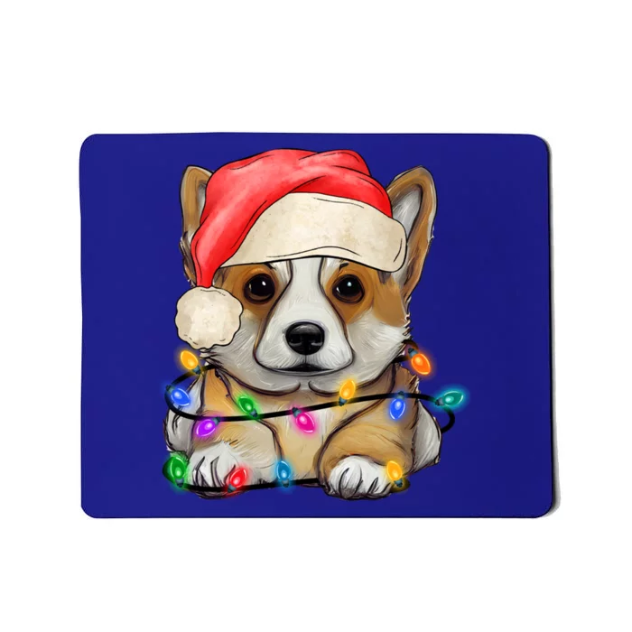 Corgi Santa Christmas Lights Funny Xmas Corgi Dog Lovers Funny Gift Mousepad