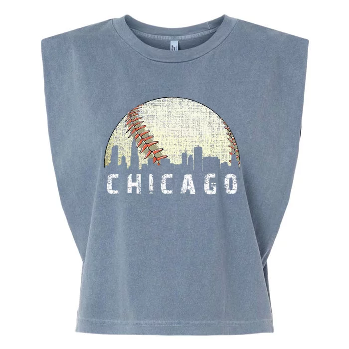 Chicago Skyline City Baseball Garment-Dyed Women's Muscle Tee