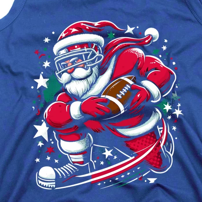 Christmas Santa Claus Playing American Football Ball Xmas Gift Tank Top