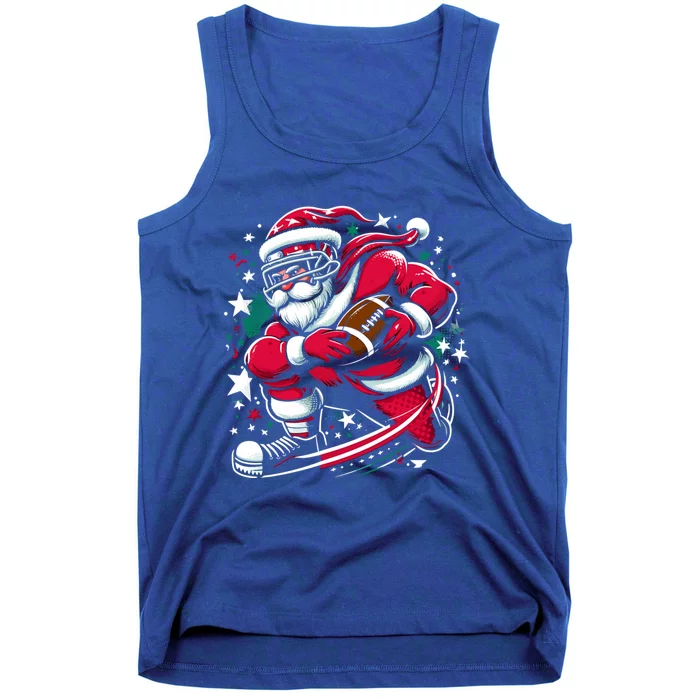 Christmas Santa Claus Playing American Football Ball Xmas Gift Tank Top