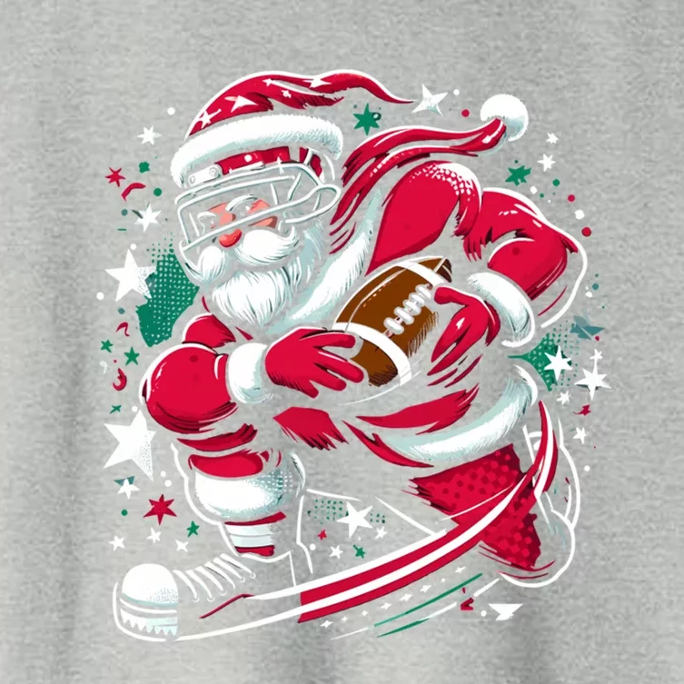 Christmas Santa Claus Playing American Football Ball Xmas Gift Women's Crop Top Tee