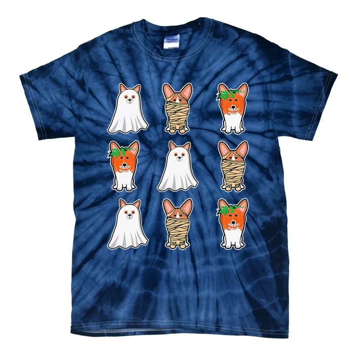 Cute Spooky Corgi Puppy Corgis Halloween Ghost Mummy Tie-Dye T-Shirt