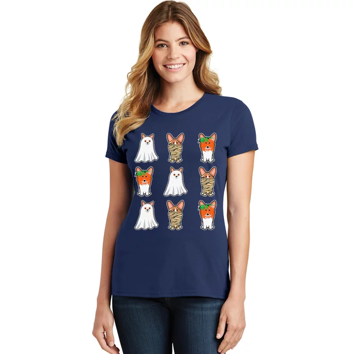 Cute Spooky Corgi Puppy Corgis Halloween Ghost Mummy Women's T-Shirt