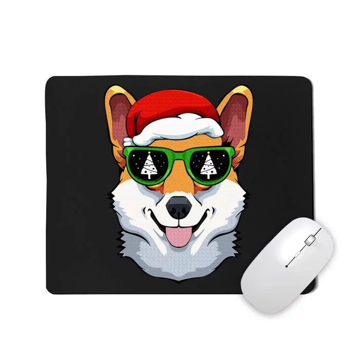 Corgi Sunglasses Christmas Pajama Dog Santa Hat XMas Tree Mousepad