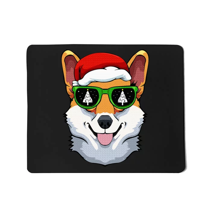 Corgi Sunglasses Christmas Pajama Dog Santa Hat XMas Tree Mousepad