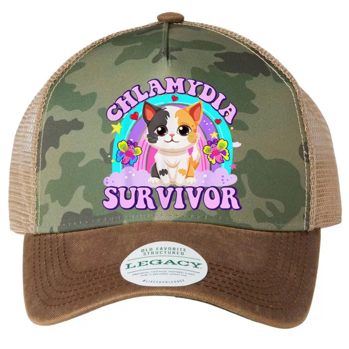 Chlamydia Survivor Cat Rainbow Gift Legacy Tie Dye Trucker Hat