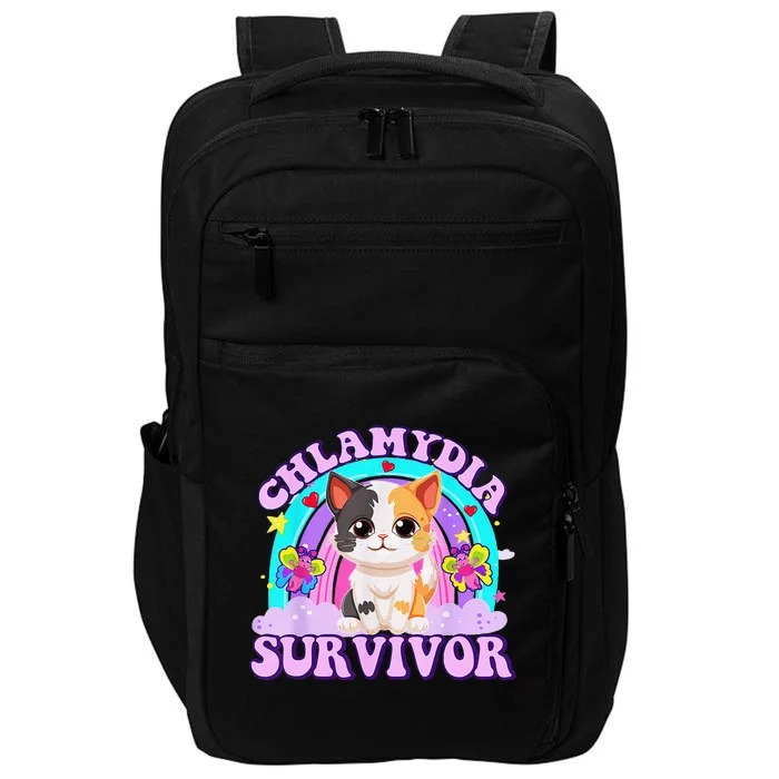 Chlamydia Survivor Cat Rainbow Gift Impact Tech Backpack