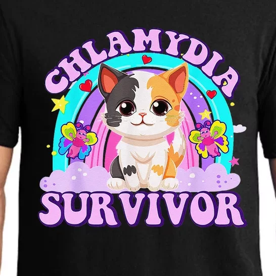 Chlamydia Survivor Cat Rainbow Gift Pajama Set