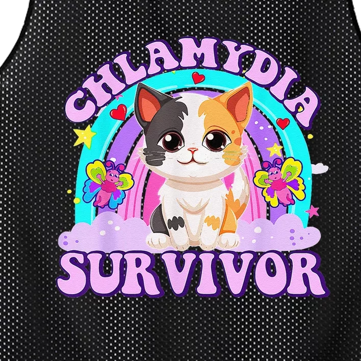 Chlamydia Survivor Cat Rainbow Gift Mesh Reversible Basketball Jersey Tank