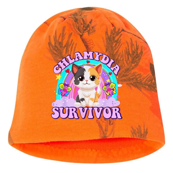 Chlamydia Survivor Cat Rainbow Gift Kati - Camo Knit Beanie