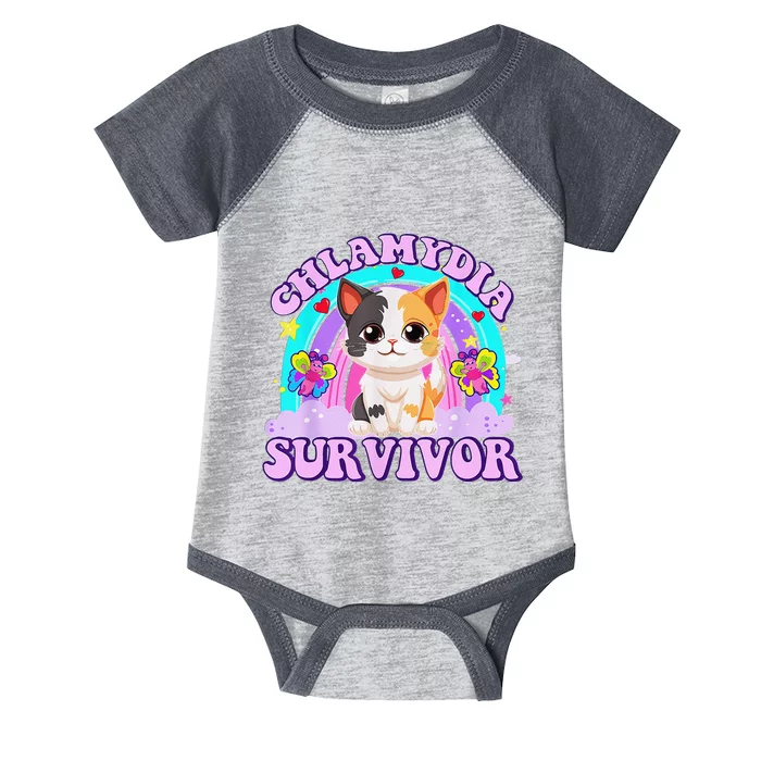 Chlamydia Survivor Cat Rainbow Gift Infant Baby Jersey Bodysuit