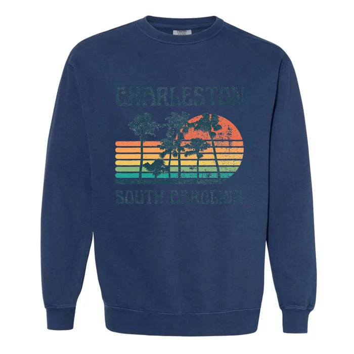 Charleston South Carolina Beach Summer Vacation Vintage Garment-Dyed Sweatshirt