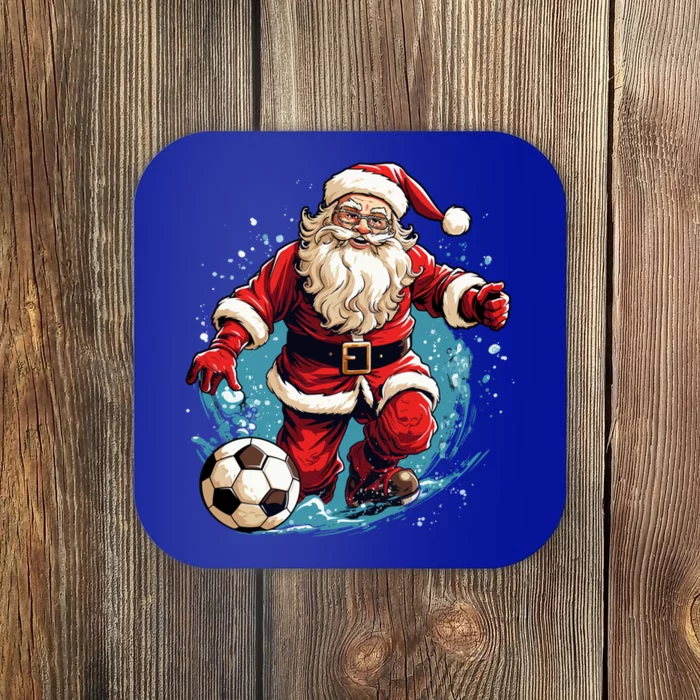 Christmas Santa Claus Soccer Football Xmas Gift Coaster