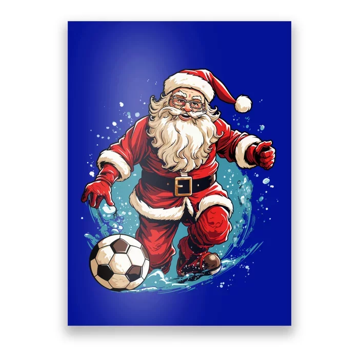 Christmas Santa Claus Soccer Football Xmas Gift Poster