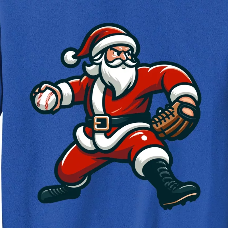 Christmas Santa Claus Throwing Baseball Santa Pitcher Gift Sweatshirt