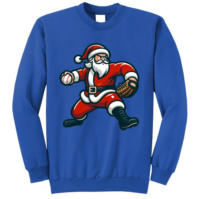 Christmas Santa Claus Throwing Baseball Santa Pitcher Gift Sweatshirt