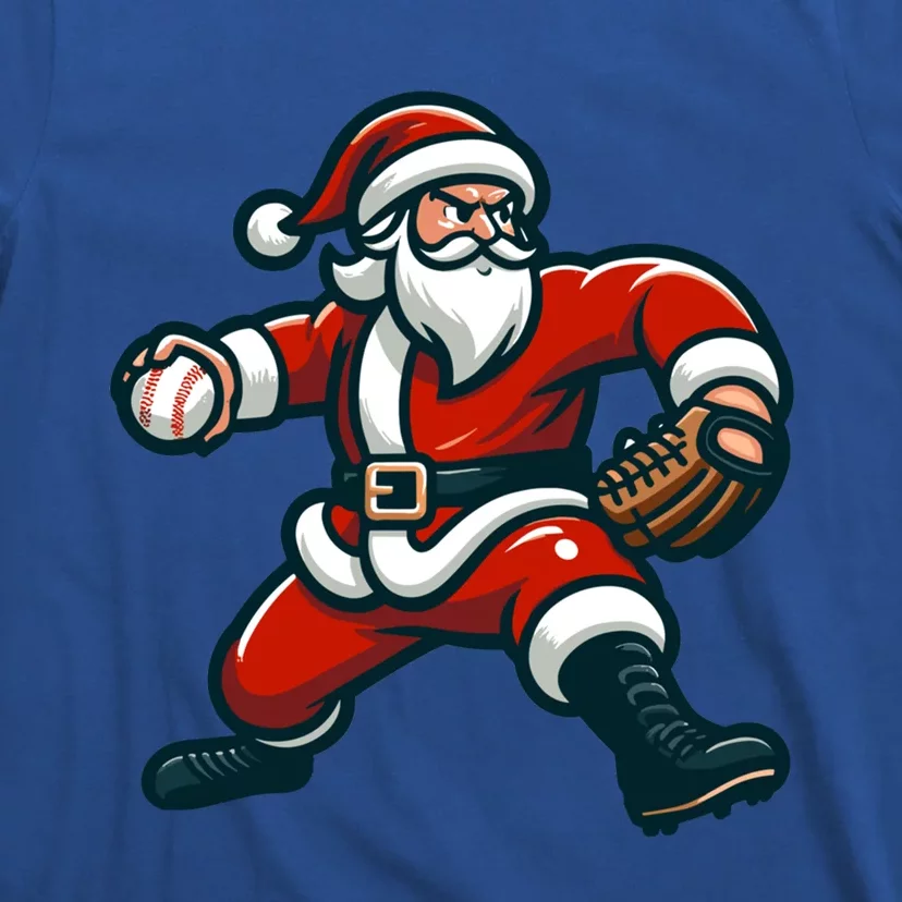 Christmas Santa Claus Throwing Baseball Santa Pitcher Gift T-Shirt