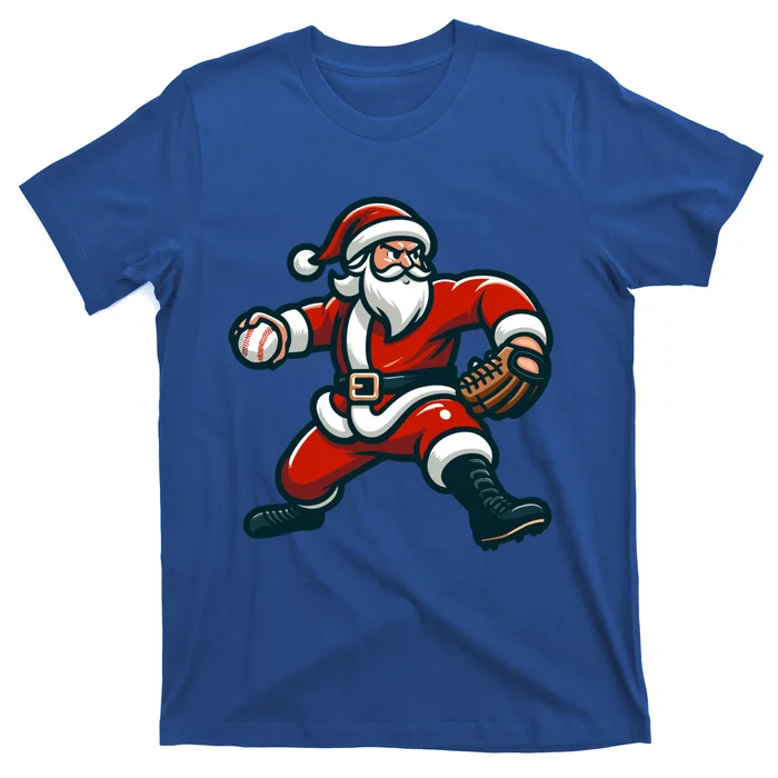 Christmas Santa Claus Throwing Baseball Santa Pitcher Gift T-Shirt