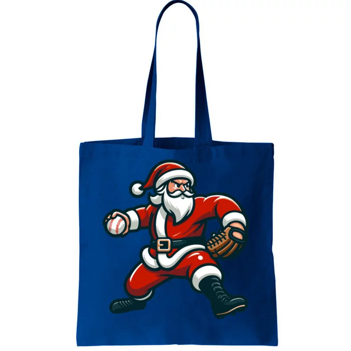 Christmas Santa Claus Throwing Baseball Santa Pitcher Gift Tote Bag