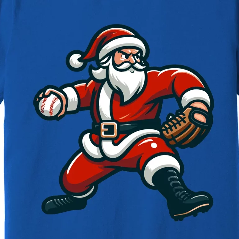 Christmas Santa Claus Throwing Baseball Santa Pitcher Gift Premium T-Shirt