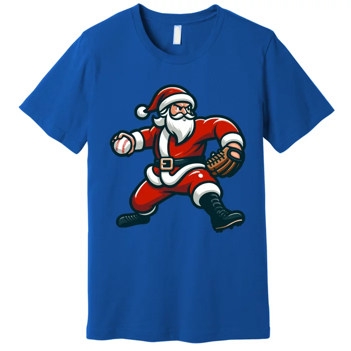 Christmas Santa Claus Throwing Baseball Santa Pitcher Gift Premium T-Shirt