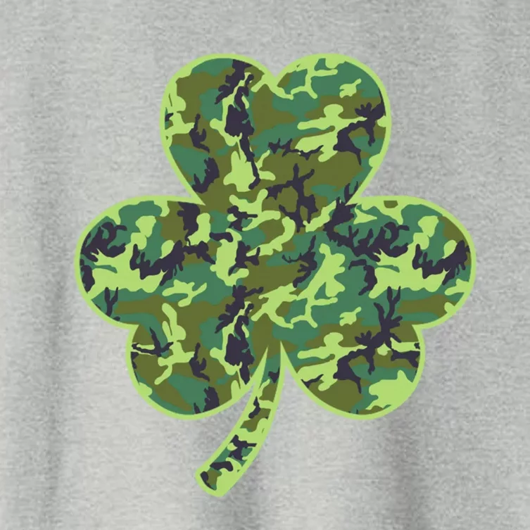 Camo Shamrock Camouflage Hunt St Patrick's Good Luck Hunting Cute Gift Women's Crop Top Tee