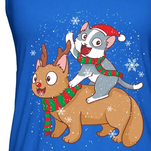 Cat Santa Claus Reindeer Funny Cats For Everybody Christmas Gift Ladies Essential Flowy Tank