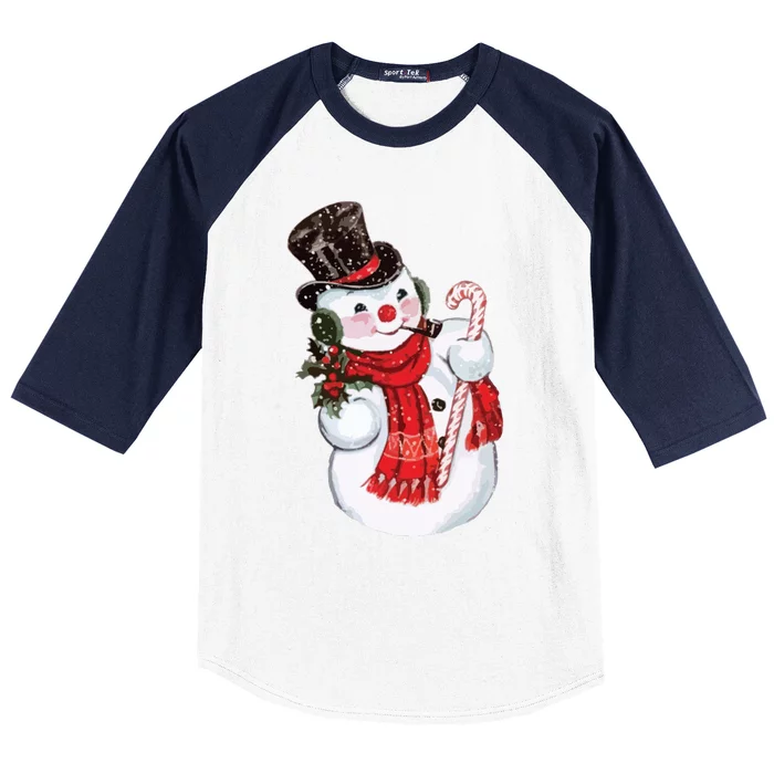 Christmas Snowman Baseball Sleeve Shirt