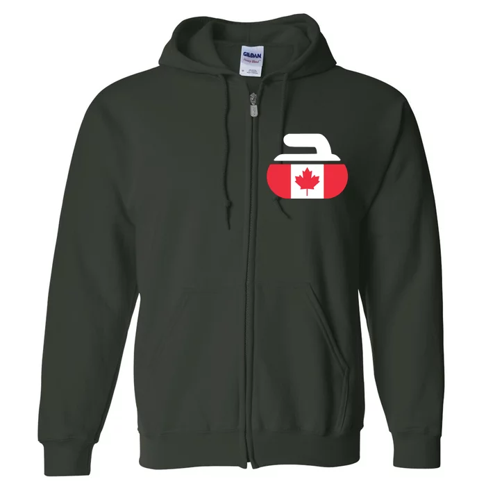 Curling Stone Canada Curler Canadian Flag Curling Full Zip Hoodie