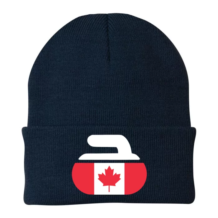 Curling Stone Canada Curler Canadian Flag Curling Knit Cap Winter Beanie