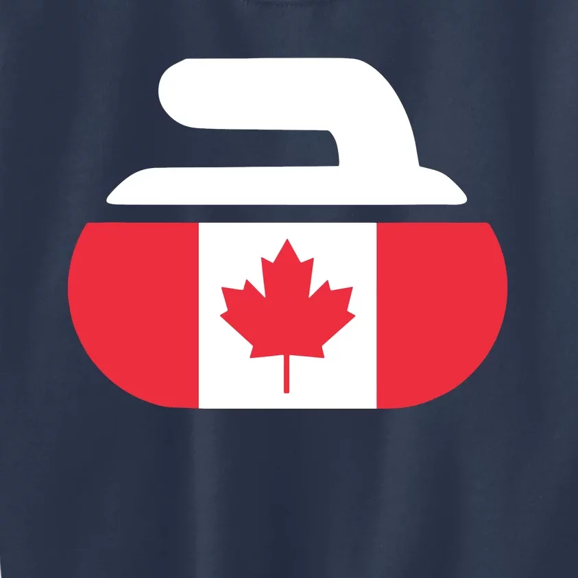 Curling Stone Canada Curler Canadian Flag Curling Kids Sweatshirt