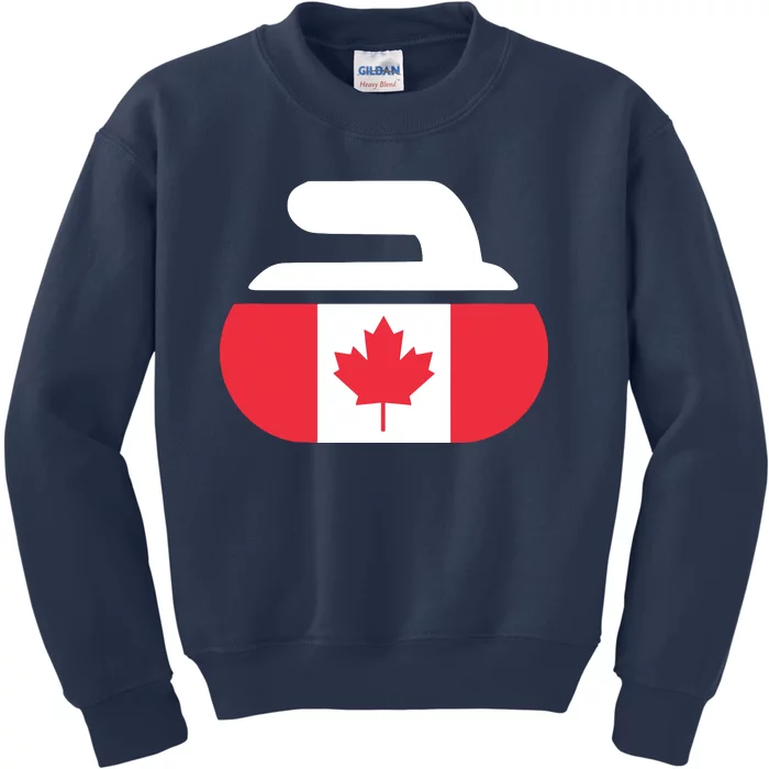 Curling Stone Canada Curler Canadian Flag Curling Kids Sweatshirt