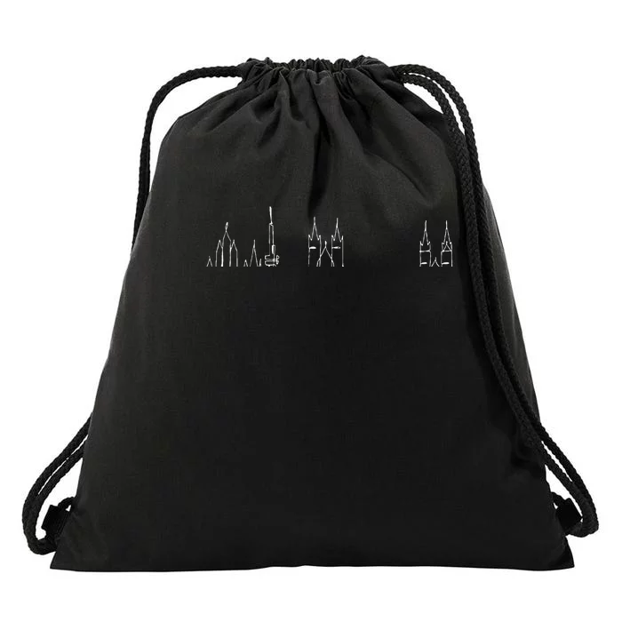 City Skyline Czech Republic Prague Drawstring Bag