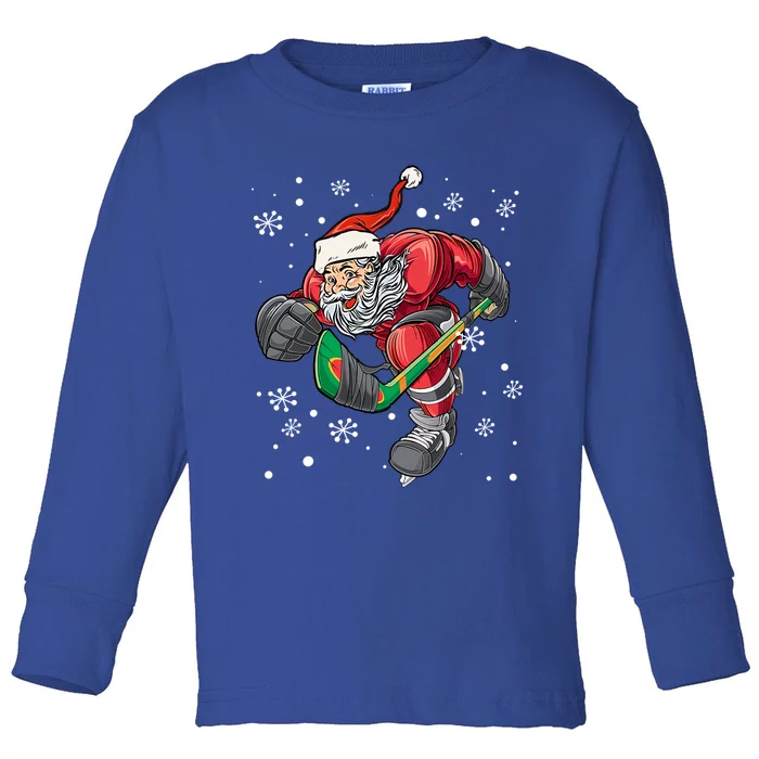 Christmas Santa Claus Ice Hockey Funny Gift Teens Funny Gift Toddler Long Sleeve Shirt