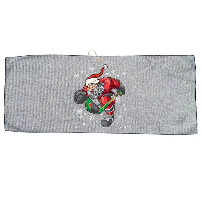 Christmas Santa Claus Ice Hockey Funny Gift Teens Funny Gift Large Microfiber Waffle Golf Towel