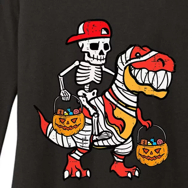 Cool Skeleton Cap Dino Mummy Halloween Womens CVC Long Sleeve Shirt