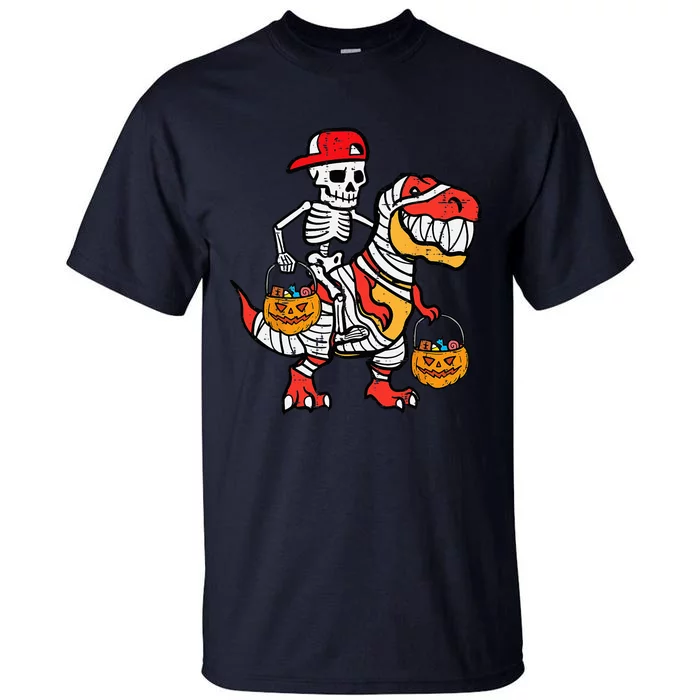 Cool Skeleton Cap Dino Mummy Halloween Tall T-Shirt