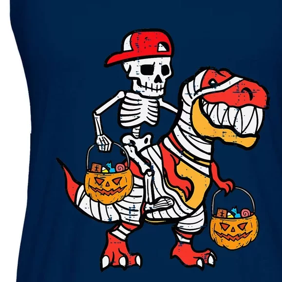 Cool Skeleton Cap Dino Mummy Halloween Ladies Essential Flowy Tank