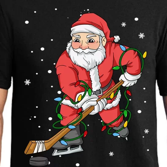 Christmas Santa Claus Player Ice Hockey Funny Gift Pajama Set